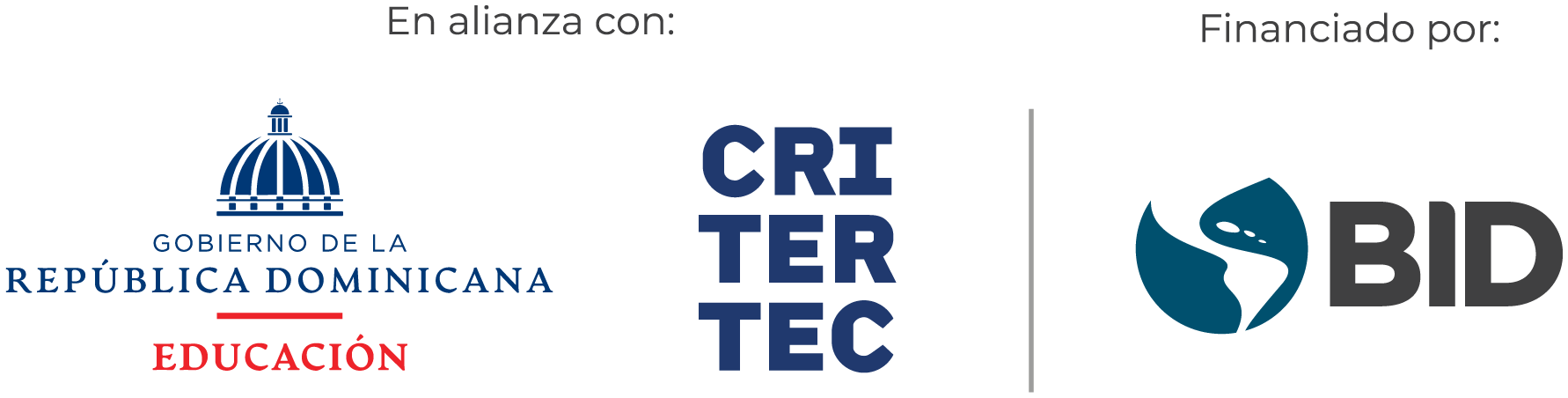 En alianza con el Gobierno de la República Dominicana (Educación) y Critertec · Financiado por el BID